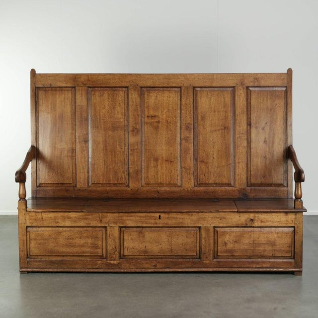 Antique English Oak Hall Bench with Storage Space For Sale - Image 18 of 18