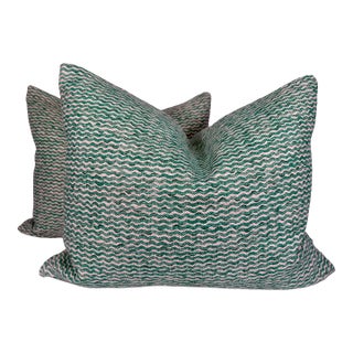 Fermoie "Popple" in Green 16"x20" Pillows-a Pair For Sale