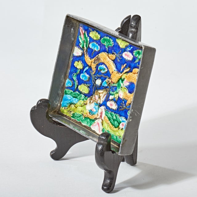 Vintage Enamel Painting With Display Easel For Sale In Phoenix - Image 6 of 7