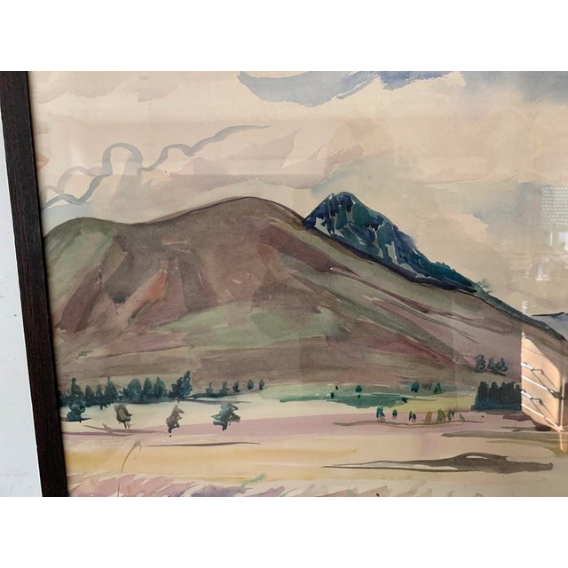 Mountain Landscape, 20th Century, Gouache, Framed For Sale - Image 7 of 12