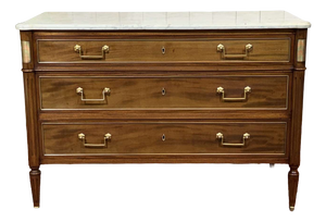 Louis XVI Mahogany Chest of Drawers with Marble Top, 1950s