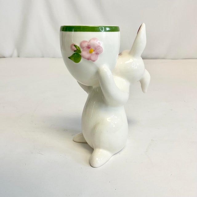 1981 Vintage Whimsical Boho Chic Bunny Egg Cup - Easter For Sale - Image 6 of 10