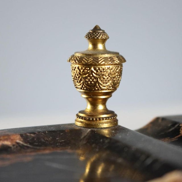 Metal Inkwell in Marble and Gilded Bronze For Sale - Image 7 of 10
