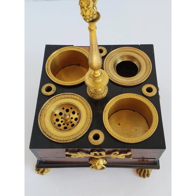 Wood Antique Empire French Gilt Bronze Inkwell For Sale - Image 7 of 12