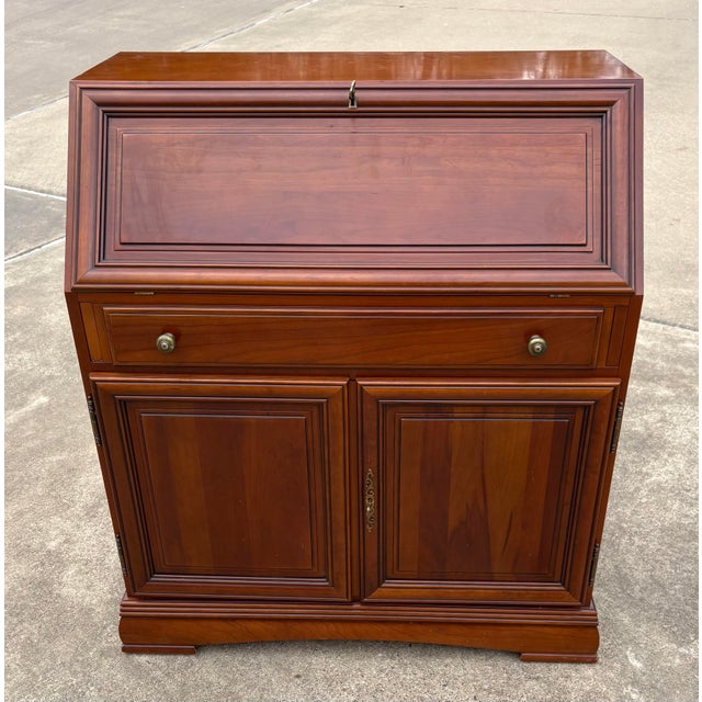 Lovely English mahogany “Scriben” or secretary desk with fitted inside and pretty green leather writing surface!