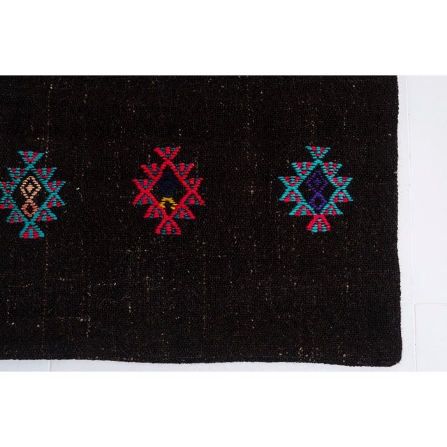 Organic Vintage Black Kilim Runner For Sale - Image 6 of 10