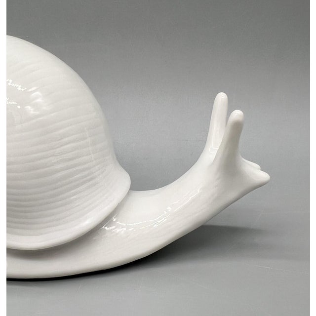 Ceramic Large Vintage White Ceramic Snail Figurine – Whimsical Coastal or Cottagecore Decor For Sale - Image 7 of 10