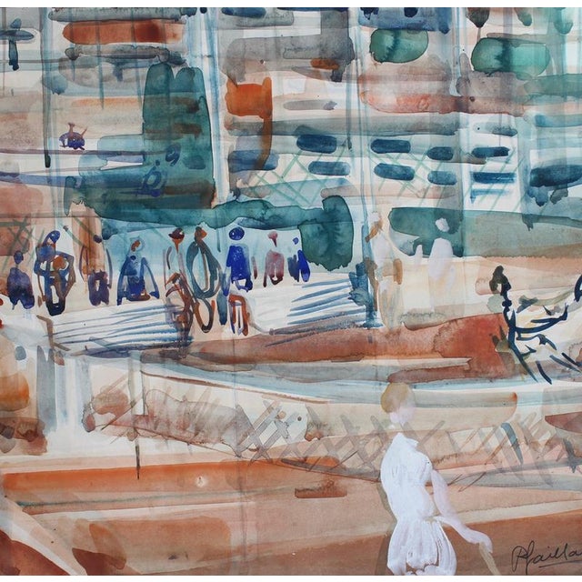 Pierre Gaillardot, Tennis Match on Clay, 1970s, Watercolour on Paper For Sale - Image 16 of 18