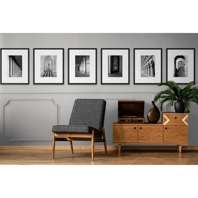 Black and White Gallery Wall of Photographs Installation 'Arches' #2 - Set of 6. Measurements of each photograph (in.): W...