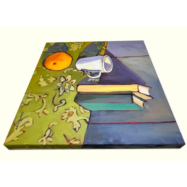 Textile Stolen Moments, Original Oil Painting 14" X 14" For Sale - Image 7 of 7