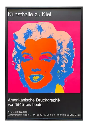 Andy Warhol Vintage 1976 Silkscreen Print Framed Pop Art Exhibition Poster " Marilyn " 1967