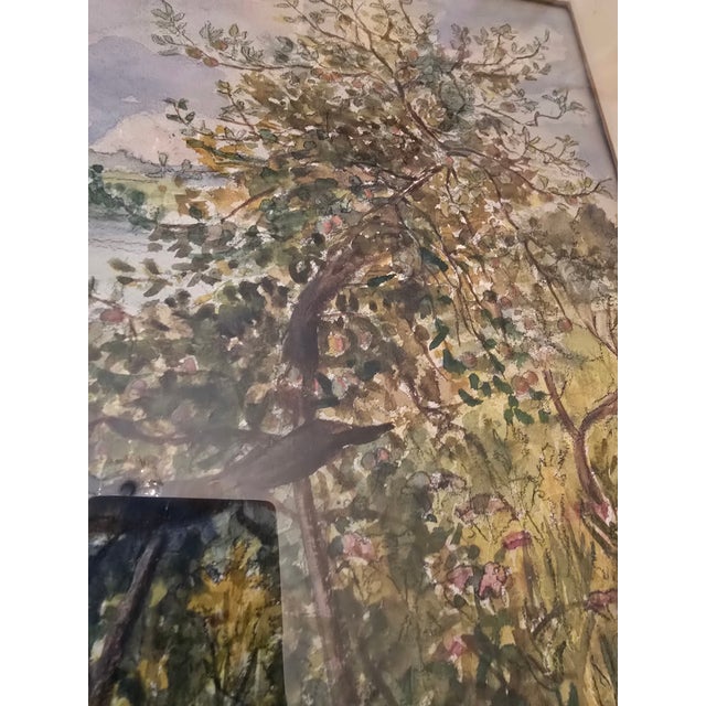 1940s Vintage Mid Century Hudson River Painting Signed, Framed For Sale - Image 11 of 12