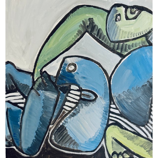 Gundi Falk, Cubist Embrace, Large Acrylic on Canvas, 2000s For Sale - Image 12 of 16