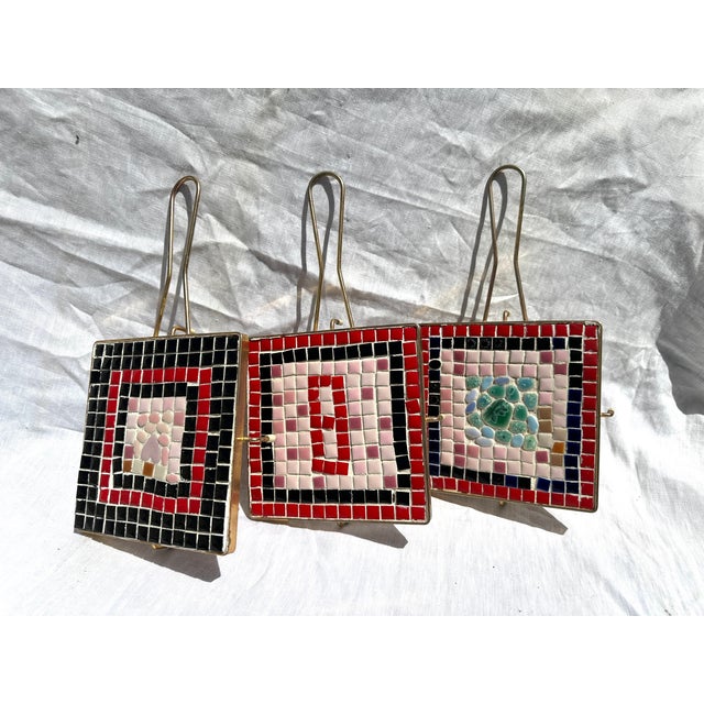 Sculpture Materials MCM Mosaic Tile Trivet a Set of 3 For Sale - Image 7 of 7
