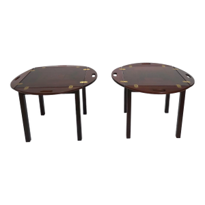 1970s Pair of Mobelfabrikken Aps Danish Modern Rosewood Butler Tray Top Side Tables