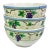 Early 21st C Vintage Boho Chic Merlot Grape Motif Dessert Bowls - Set of 3. For Sale