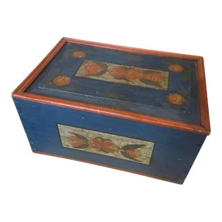 1890s Louis Philippe Red and Blue Lacquered Wood Sicilian Box For Sale