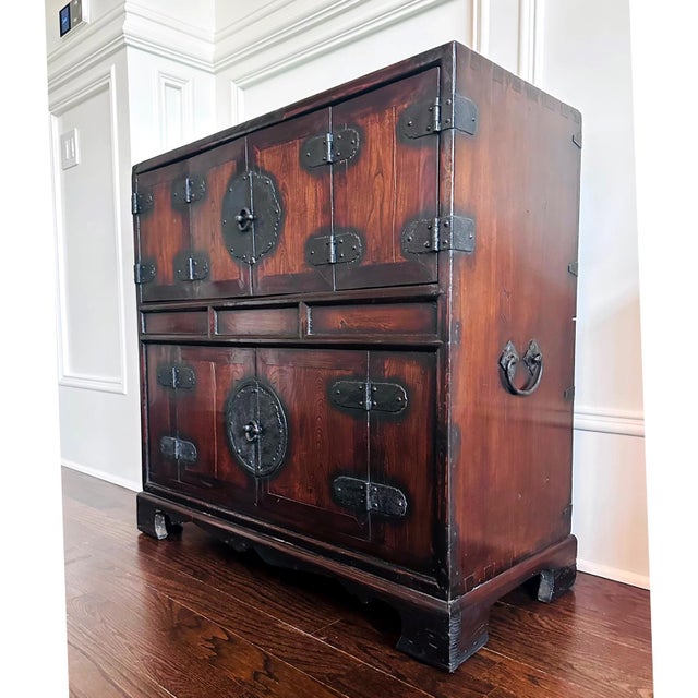 Brown Rare Antique Korean Scholar Two-Level Book Chest Joseon Dynasty For Sale - Image 8 of 12