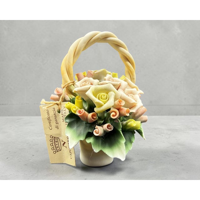 Basket of Roses in Porcelain from Capodimonte, 1970s For Sale - Image 12 of 13