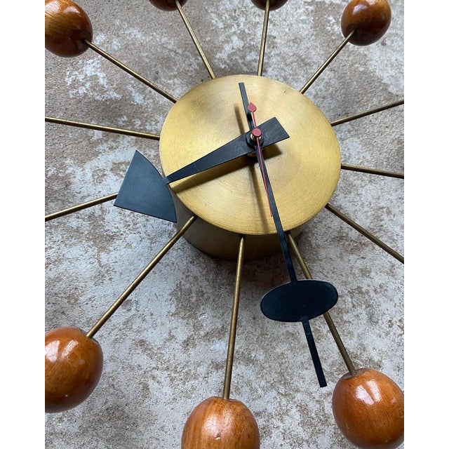 Ball Clock in Brass and Wood by George Nelson, 1955 For Sale - Image 10 of 15