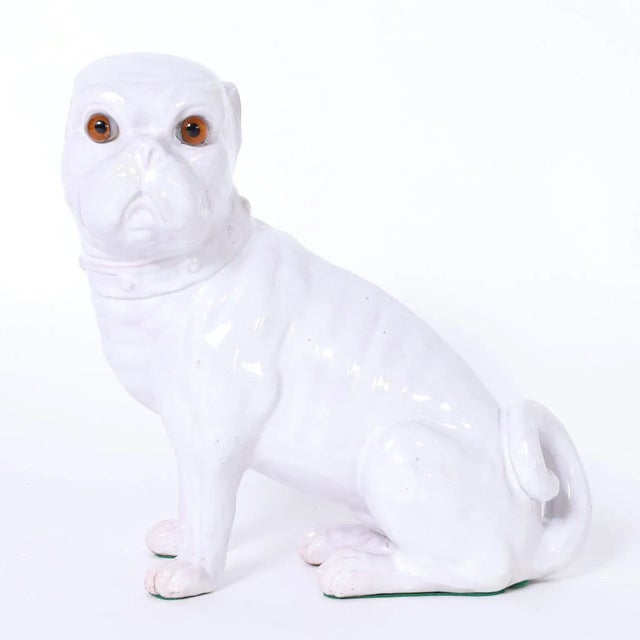 Glass Mid-Century Italian Glazed Terra Earthenware French Bulldog For Sale - Image 7 of 7