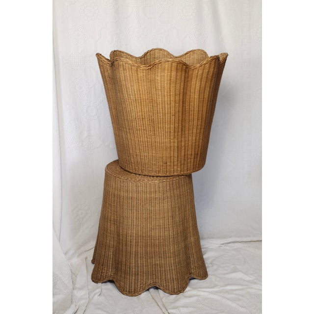 Contemporary 1990s Pair of Matching Wicker Ghost Side Tables For Sale - Image 3 of 11