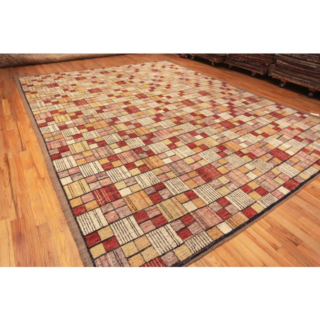 Charming Large Geometric Warm Colors Modern Area Rug, Country of origin: Central Asia, Circa date: Modern Rugs