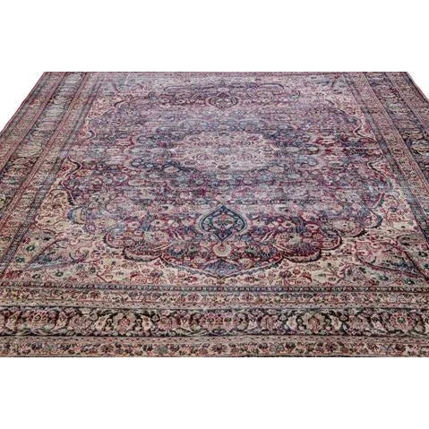 Textile Vintage Distressed Medallion Red Wool Rug For Sale - Image 7 of 9