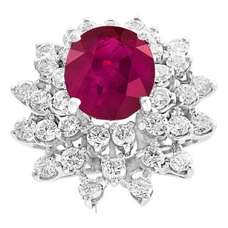 5 Carat Rubellite and 2.5 Carat Diamond 18 Karat Gold Cocktail Ring Estate For Sale