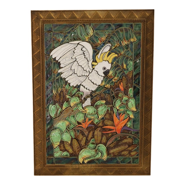 Wall Hanging Jungle Mosaic Tile Panel With Cockatoo or Bird For Sale