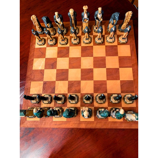 Wood Sherlock Holmes Chess Set Handmade Studio Anne Carlton Worth $1400 New For Sale - Image 7 of 14