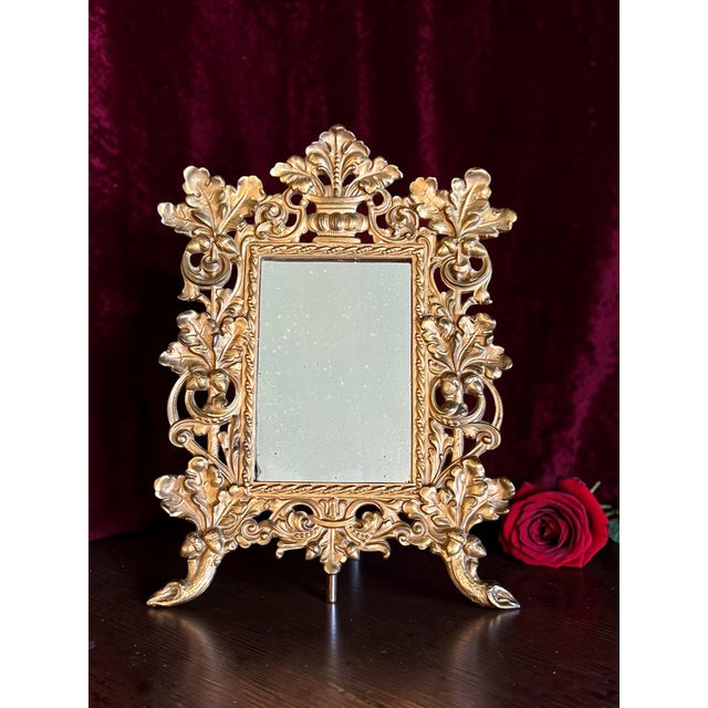 Late 19th Century Antique Bradley & Hubbard Table Mirror-Art Nouveau Oak Leaf-Easel Frame-Vanity For Sale - Image 5 of 12