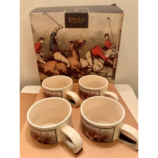 Ralph Lauren 1970s Ralph Lauren Vintage Polo Players Thoroughbred Horse Ceramic Mugs For Sale - Image 4 of 8