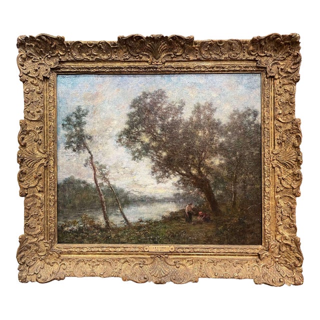 19th Century French Landscape Painting Signed Corot in Original Giltwood Frame For Sale