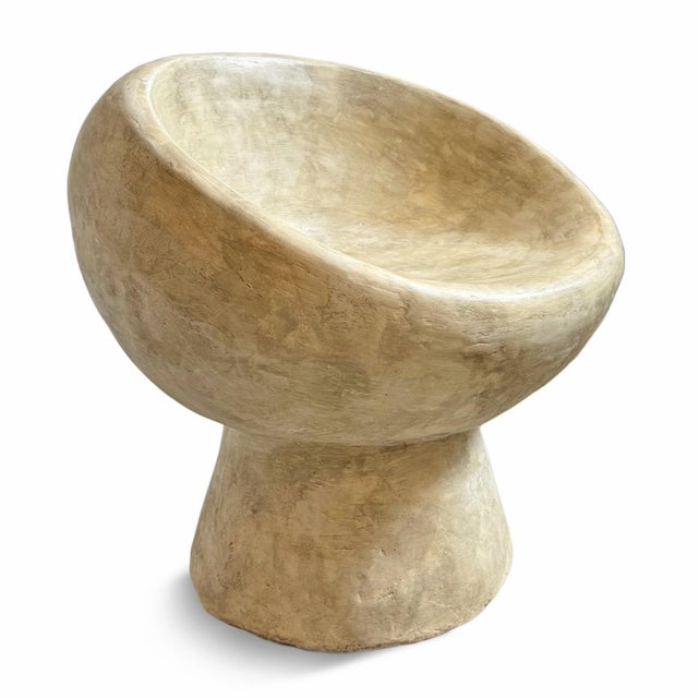 Contemporary Outdoor Cement Scoop Chair For Sale - Image 3 of 7
