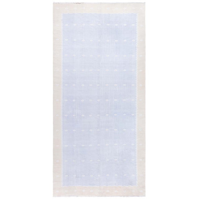 Doris Leslie Blau Mid-Century Indian Dhurrie Soft Beige Flatweave Cotton Carpet For Sale