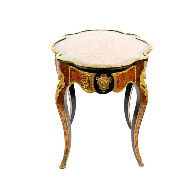 Antique French Continental Bronze Ormolu Mounted Boulle Style Desk/Center Table For Sale - Image 4 of 12