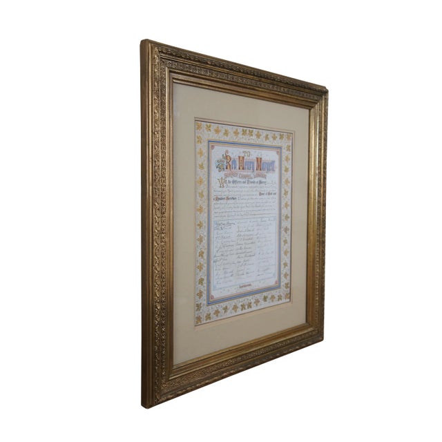 Rare antique illuminated fraktur style, illustrated certificate / address "To The Rev. Henry Margett, Surrey Chapel,...