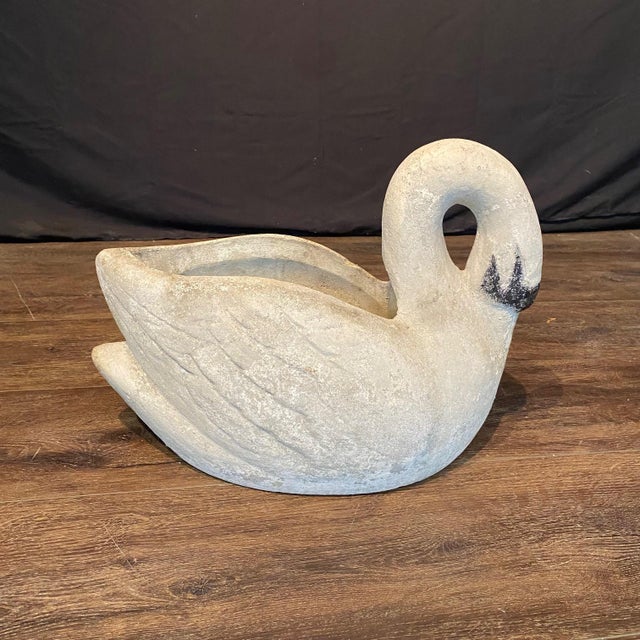 Antique French Swan Garden Planters Cast Stone -a Pair For Sale - Image 4 of 7
