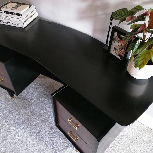 G Plan Dressing Table in black and gold. Beautiful vintage piece lovingly restored. Stripped down and painted with silk...