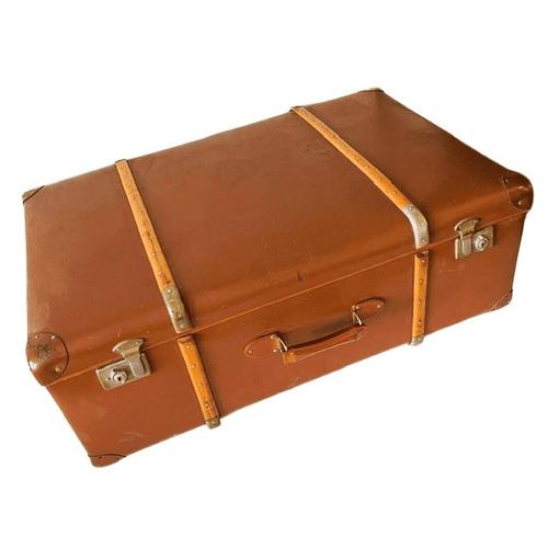 1920s Antique Brocante Nubuck Leather Trunk, 1920s For Sale - Image 5 of 10