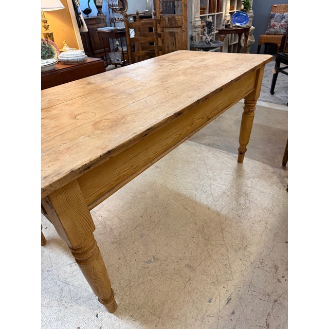 Antique Pine Farm Table With Drawer at Each End. Great Patina For Sale In Dallas - Image 6 of 10