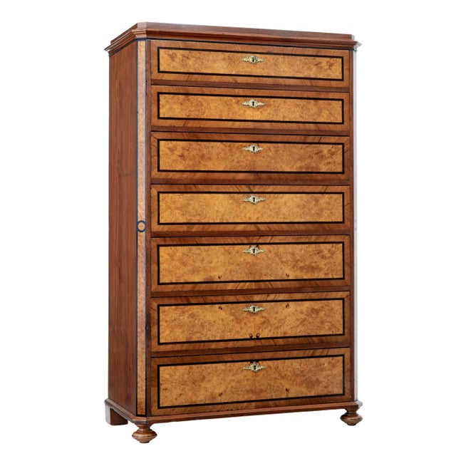 Tall Antique Chest of Drawers in Burr Walnut For Sale - Image 10 of 10