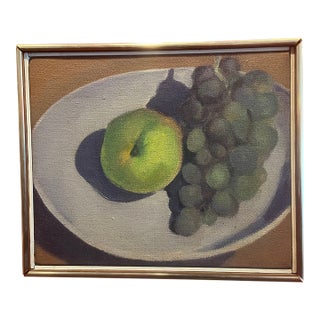 Still Life of Grapes and Apples Oil on Canvas For Sale