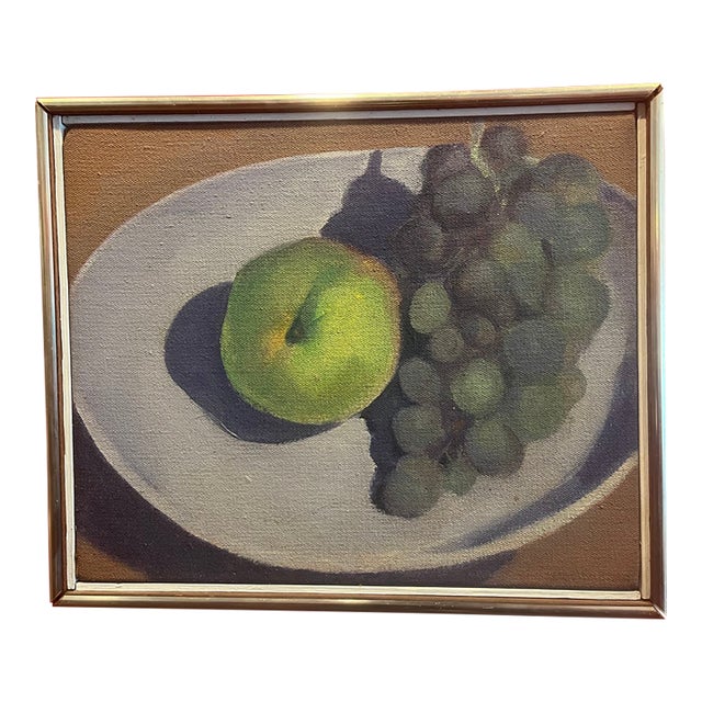 Still Life of Grapes and Apples Oil on Canvas For Sale
