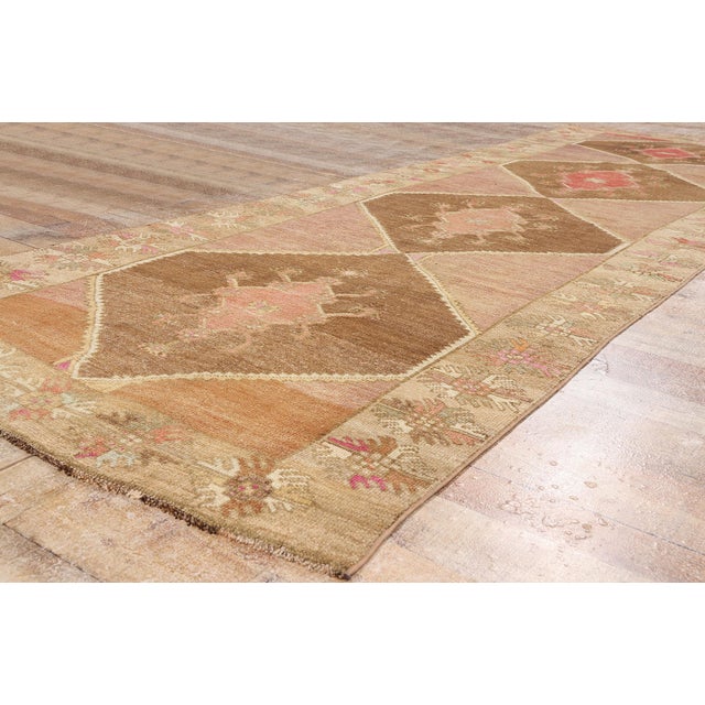 Vintage Turkish Oushak Rug, 04'02 X 12'08 For Sale - Image 9 of 11