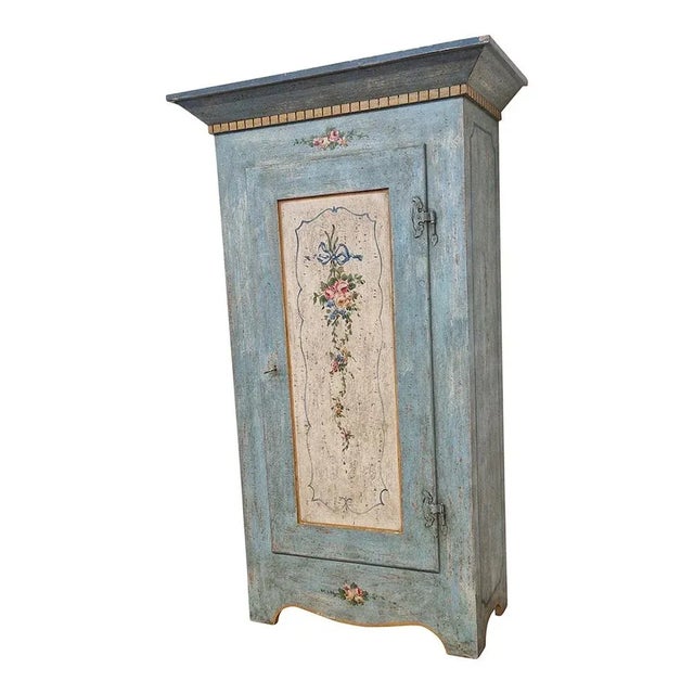 Wood Light Blue Lacquered Pantry Cupboard, in the style Tyrolean, 1980s For Sale - Image 7 of 10
