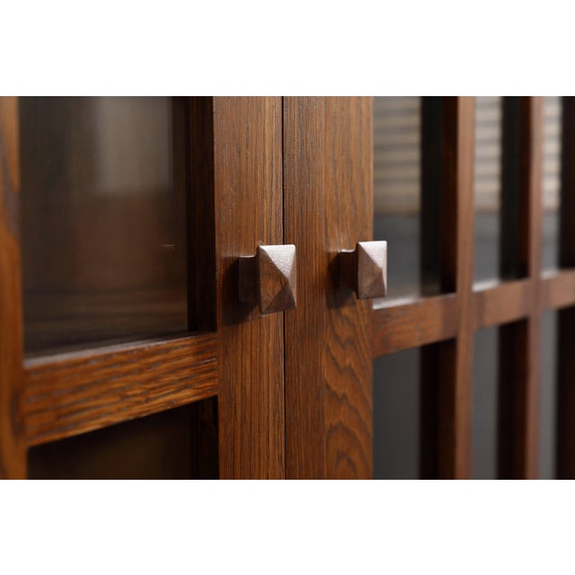 Mission Oak 3 Door Display Bookcase For Sale - Image 4 of 14