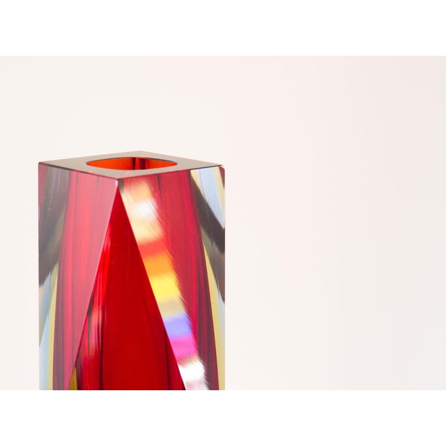 Large Murano Sommerso Facet Cut Glass Vase For Sale - Image 4 of 8
