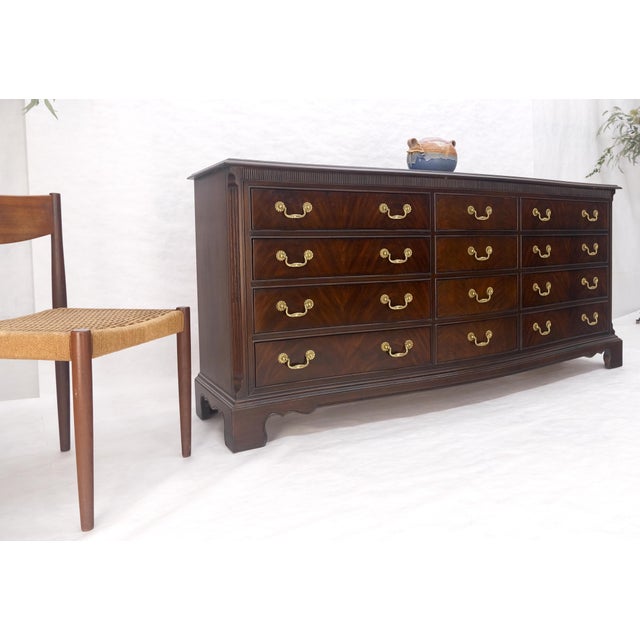 Drexel Mahogany Banded Top Brass Pulls 12 Drawers 75" Long Dresser Credenza MINT For Sale - Image 15 of 15